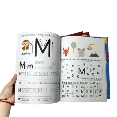 Customized printing kids alphabet early learning book baby letter alphabet tracing book printing