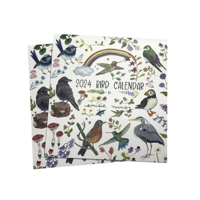 Custom calendar 2024 exquisite bronzing birds calendar wall calendar printing